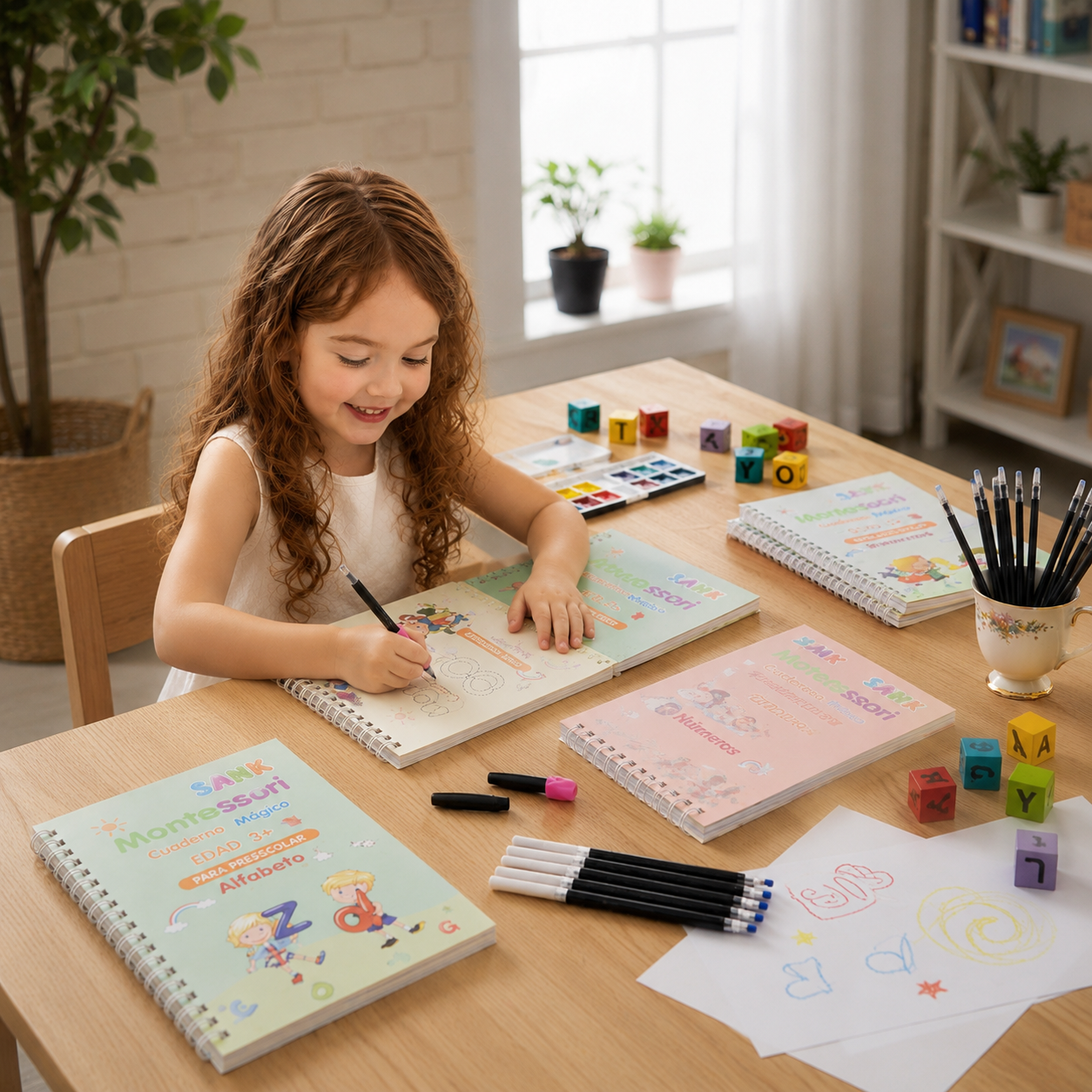 Kit Completo Montessori 4 en 1 de Cuadernos Mágicos Reutilizables